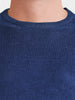 Men's Navy Blue Slim Fit Solid Flat Knit T-Shirt