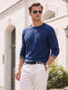 Men's Navy Blue Slim Fit Solid Flat Knit T-Shirt
