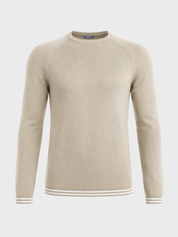 Men's Beige Slim Fit Solid Flat Knit T-Shirt