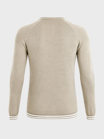 Men's Beige Slim Fit Solid Flat Knit T-Shirt