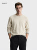Men's Cream Slim Fit Textured Flat Knit T-Shirt