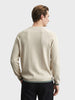 Men's Cream Slim Fit Textured Flat Knit T-Shirt