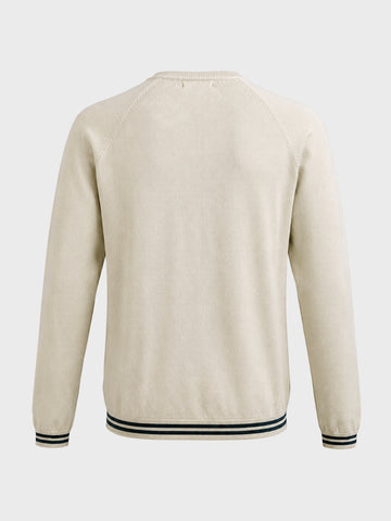 Men's Cream Slim Fit Textured Flat Knit T-Shirt