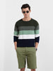 Men's Green Slim Fit Solid Flat Knit T-Shirt