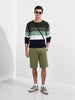 Men's Green Slim Fit Solid Flat Knit T-Shirt
