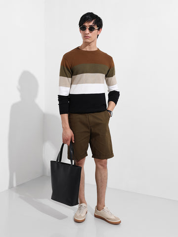 Men's Blue Slim Fit Flat Knit T-Shirt