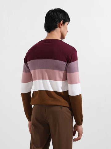 Men's Maroon Slim Fit Solid Flat Knit T-Shirt