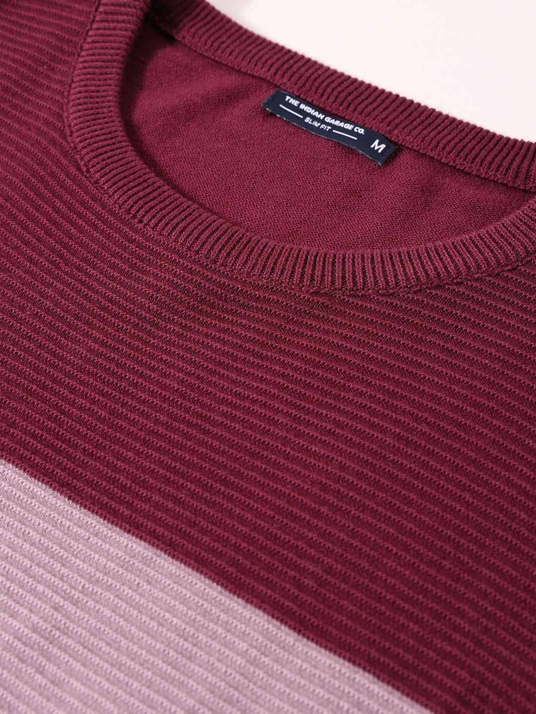 Men's Maroon Slim Fit Solid Flat Knit T-Shirt