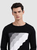 Men's Black Slim Fit Textured Flat Knit T-Shirt