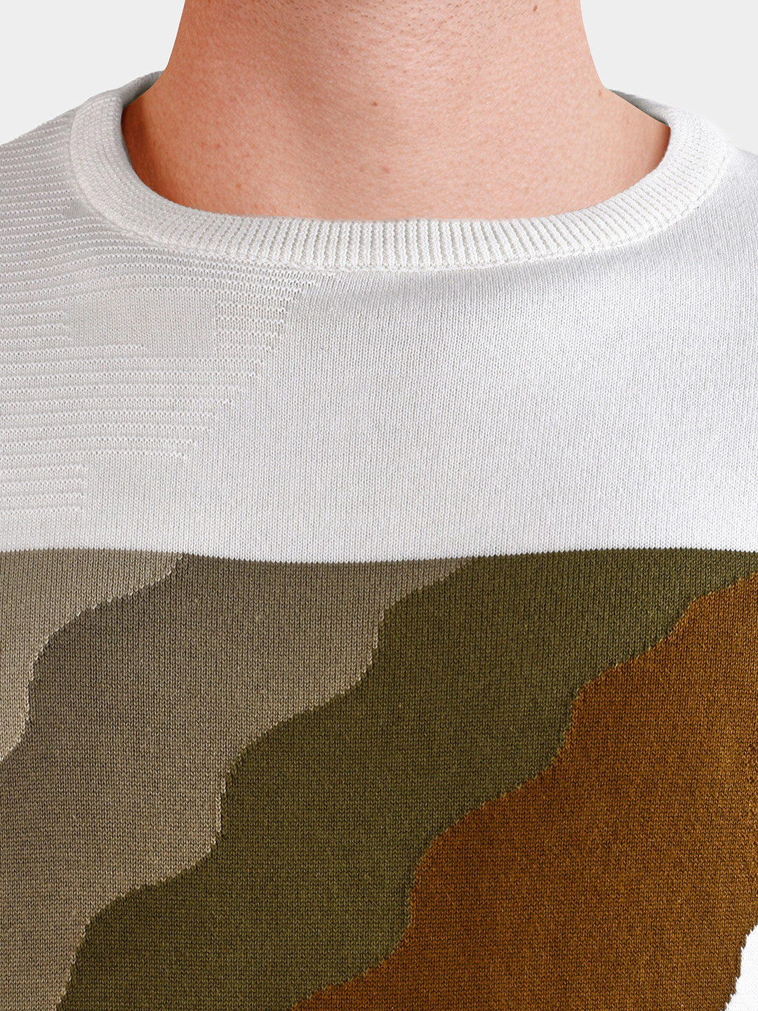 Men's White Slim Fit Solid Flat Knit T-Shirt