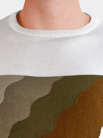 Men's White Slim Fit Solid Flat Knit T-Shirt