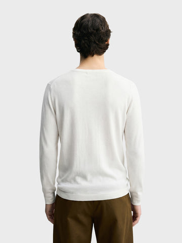 Men's White Slim Fit Solid Flat Knit T-Shirt