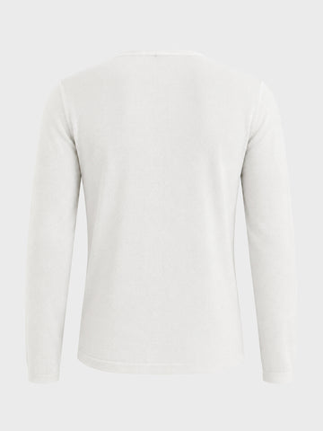 Men's White Slim Fit Solid Flat Knit T-Shirt