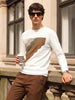 Men's White Slim Fit Solid Flat Knit T-Shirt