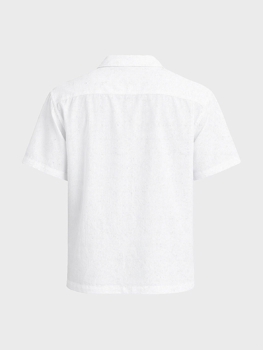 Men's White Relaxed Fit Embroided Resort Wear Shirt
