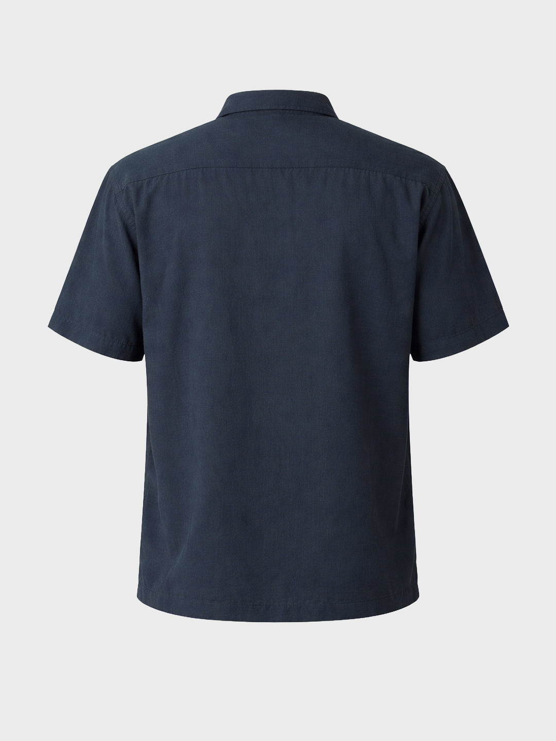 Men's Navy Blue Relaxed Fit Embroided Resort Wear Shirt