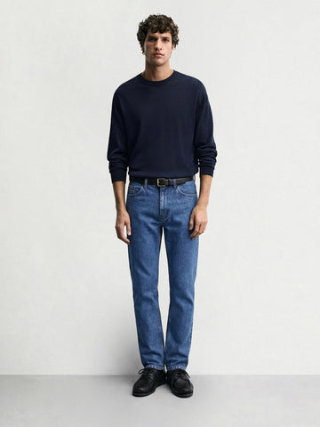 Men's Blue Slim Fit Solid Casual Jeans