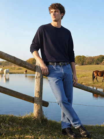 Men's Blue Slim Fit Solid Casual Jeans