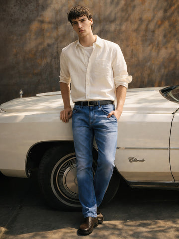 Men's Blue Slim Fit Solid Casual Jeans