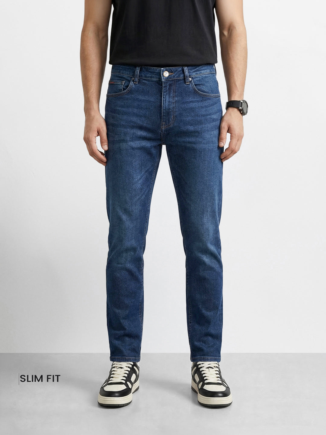 Men's Blue Slim Fit Solid Casual Jeans