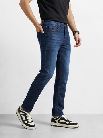 Men's Blue Slim Fit Solid Casual Jeans