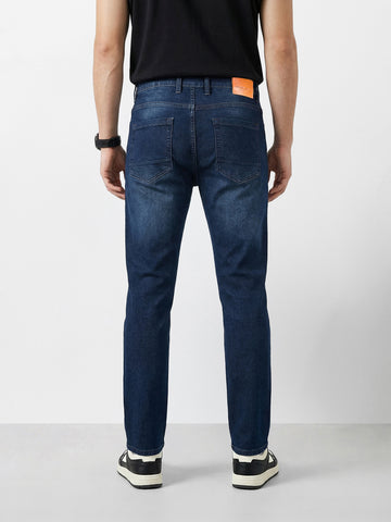 Men's Blue Slim Fit Solid Casual Jeans