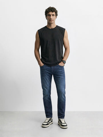 Men's Blue Slim Fit Solid Casual Jeans