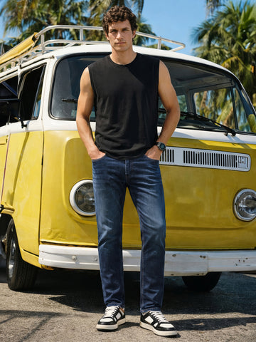 Men's Blue Slim Fit Solid Casual Jeans