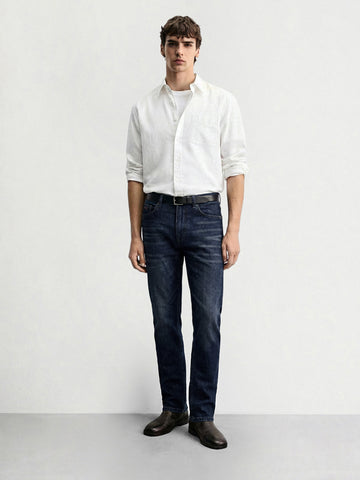 Men's Blue Slim Fit Solid Casual Jeans