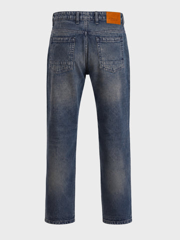 Men's Blue Vintage Straight Fit Solid Casual Jeans