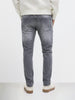 Men's Grey Slim Fit Solid Casual Jeans