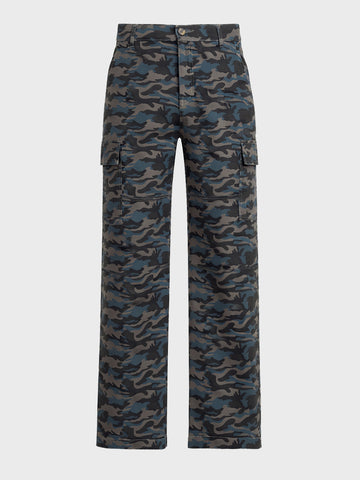 Men's Grey Relaxed Fit Color Blocked Utility Cargo