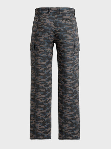 Men's Grey Relaxed Fit Color Blocked Utility Cargo