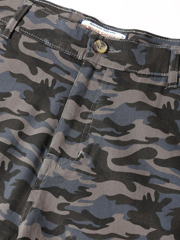 Men's Grey Relaxed Fit Color Blocked Utility Cargo