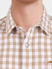 Men's Khaki Regular Fit Checkered Casual Shirts