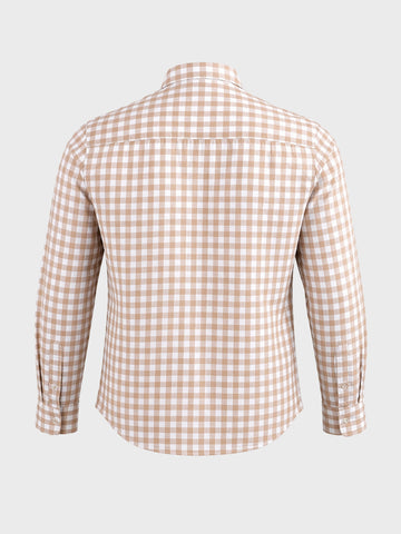 Men's Khaki Regular Fit Checkered Casual Shirts
