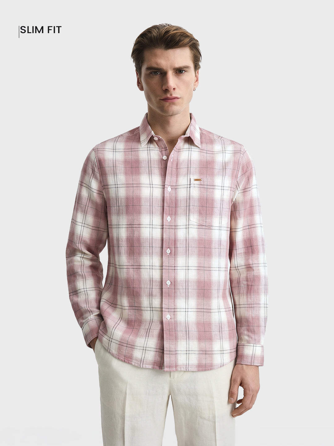 Men's Purple Regular Fit Checkered Casual Shirts