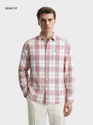 Men's Purple Regular Fit Checkered Casual Shirts