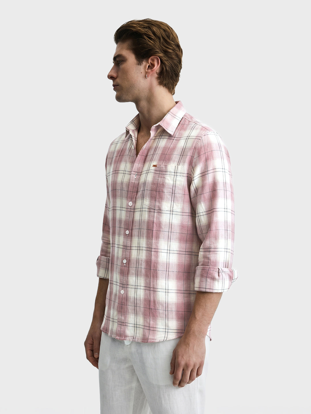 Men's Purple Regular Fit Checkered Casual Shirts