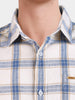 Men's Navy Blue Regular Fit Checkered Casual Shirts