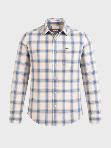 Men's Navy Blue Regular Fit Checkered Casual Shirts
