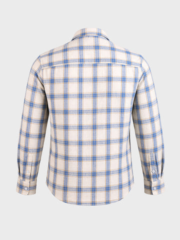 Men's Navy Blue Regular Fit Checkered Casual Shirts