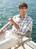 Men's Navy Blue Regular Fit Checkered Casual Shirts