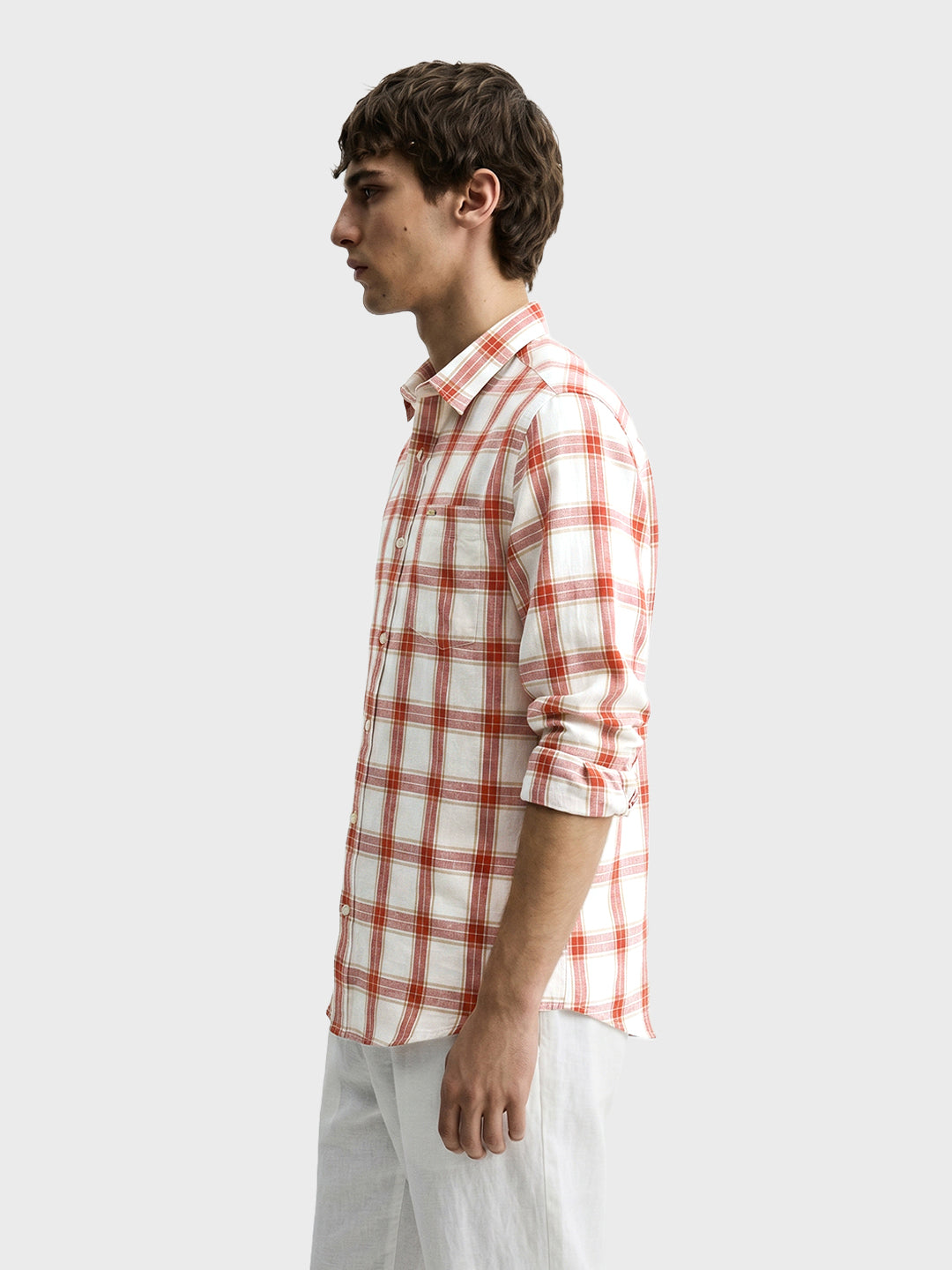 Men's Red Regular Fit Checkered Casual Shirts