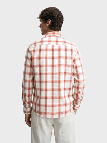 Men's Red Regular Fit Checkered Casual Shirts