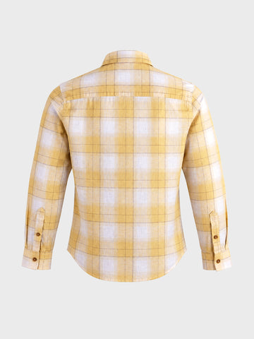 Men's Yellow Regular Fit Checkered Casual Shirt