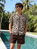 Men's Beige Relaxed Fit Floral Printed Casual Shirt