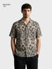 Men's Beige Relaxed Fit Floral Printed Casual Shirt