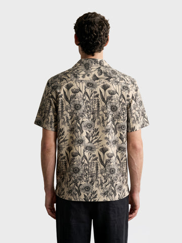 Men's Beige Relaxed Fit Floral Printed Casual Shirt