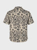 Men's Beige Relaxed Fit Floral Printed Casual Shirt
